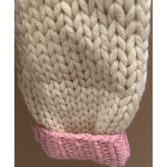 Aeropostale Hand Knit Cardigan Sweater Vtg Pink/Crm 100% Wool Y2K Size L - Picture 6 of 11